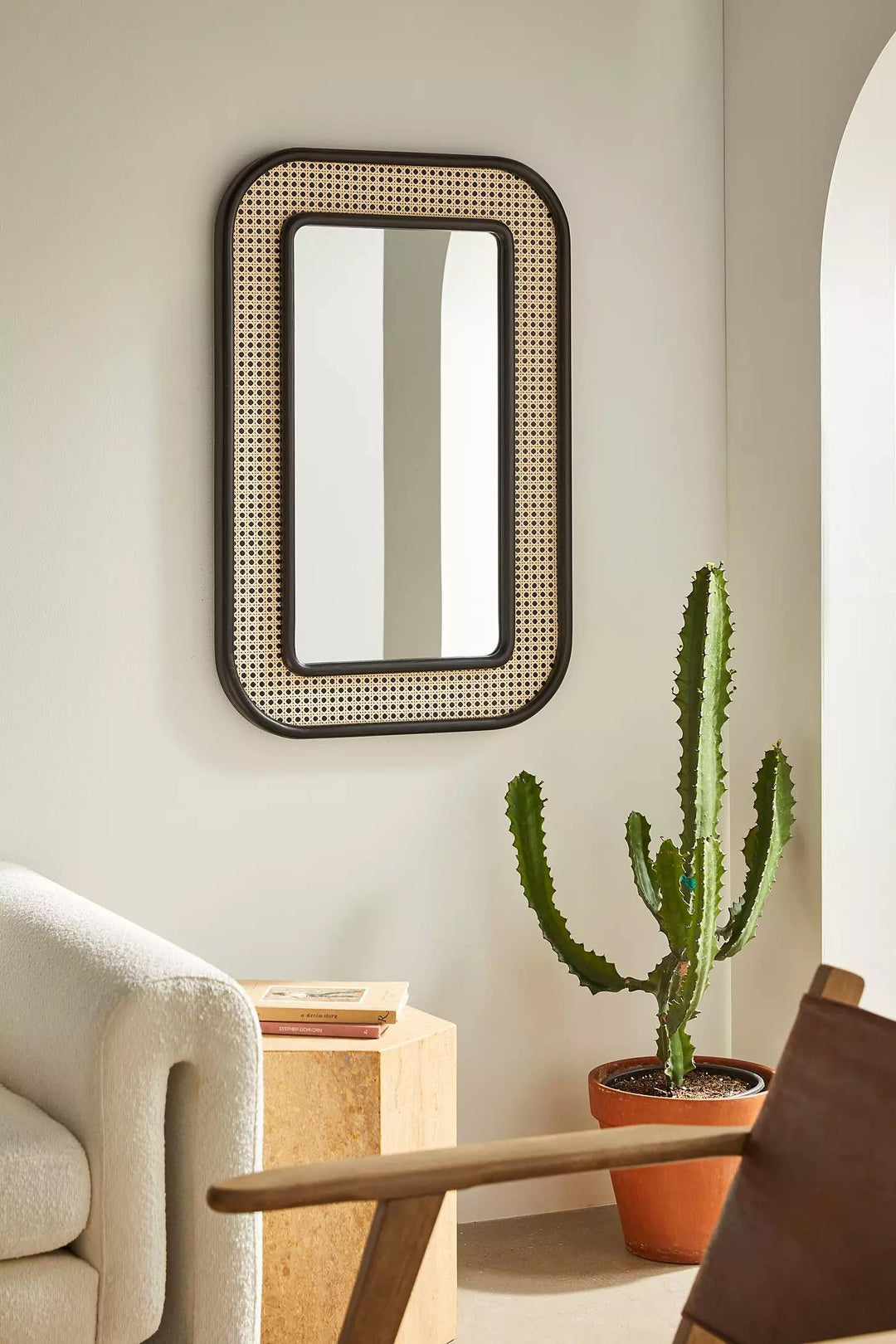 Luxury Handwoven Rattan Round Mirror